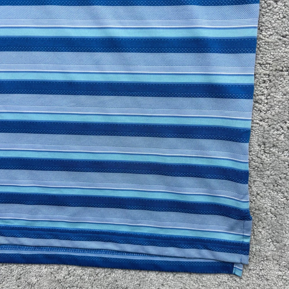 Adidas ClimaCool Golf Polo Shirt Mens Large Blue Striped Tumble Creek Club - Picture 6 of 14